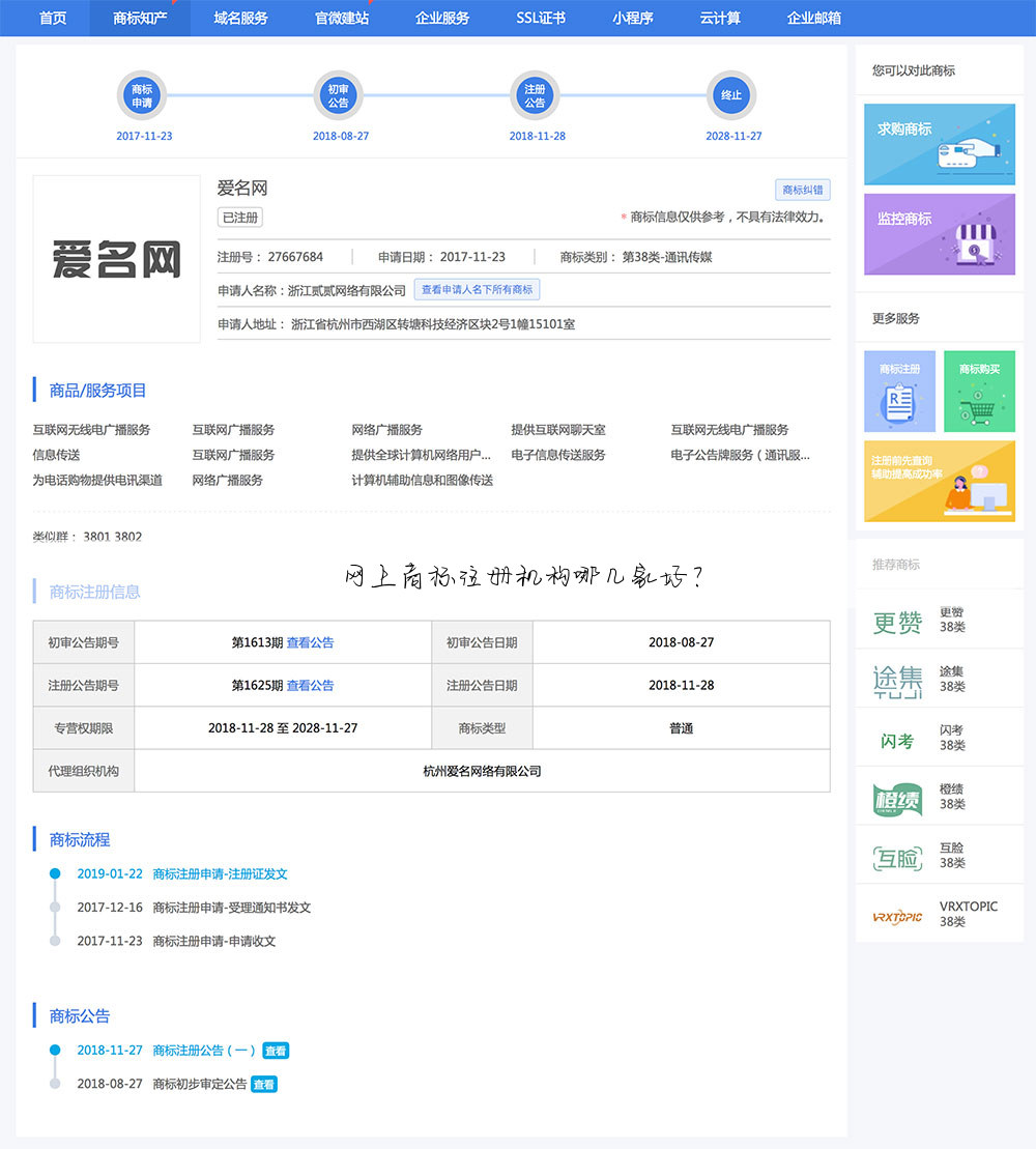 网上商标注册机构哪几家好？