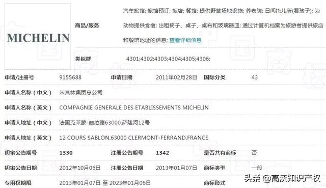 港澳米其林餐厅的又一版本？“米芝莲”商标不予注册